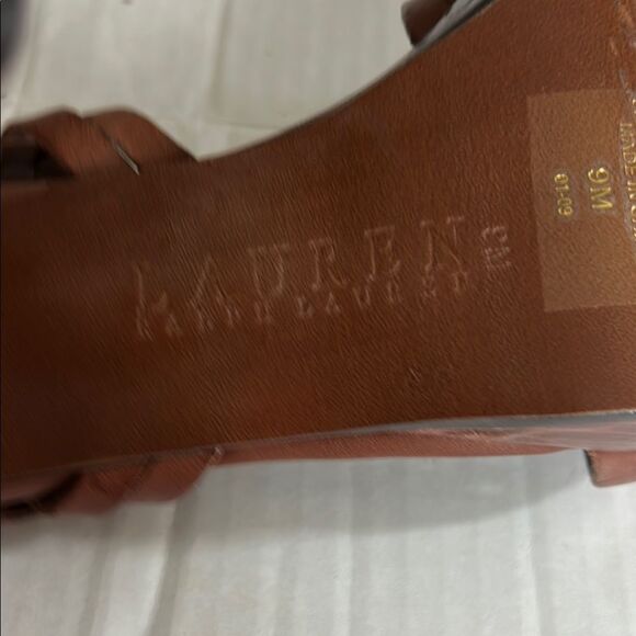 LAUREN RALPH LAUREN 9 Brown Woven Heeled Sandals Braided Slingback Open Toe - Picture 10 of 15